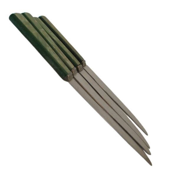 ROYAL BRAND Sharp Cutter Knife Set x 4 Marbled Celluloid Handles Stainless Steel - Picture 5 of 13